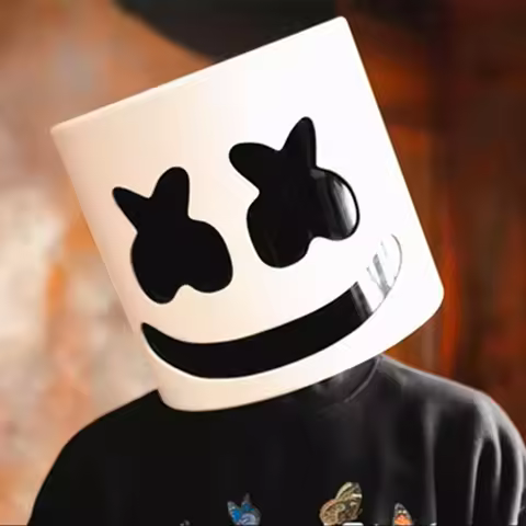 DJ Marshmello Luminous Head Cover LED Light Up Halloween Cosplay Headgear Glowing Helmet for Neon Ni