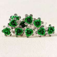 5pcs Emerald Green Bridal Hair Clips, Women's Dark Green Crystal Flower U-Shaped Hair Clips, Braided