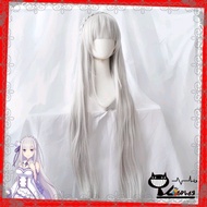 Wig/tóc giả và kẹp tóc cosplay Emilia - Re:Zero màu trắng