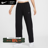 Nike Womens Sportswear Chill Terry Mid-Rise French Terry Open-Hem Sweatpants - Black [HF6459-010]