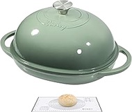 Davivy 6QT Cast Iron Oval Dutch Oven with Silicone Baking Mat, Bread Dutch Oven for Sourdough Bread 
