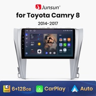 Junsun วิทยุอัตโนมัติแอนดรอยด์ CarPlay ไร้สาย V1เสียงสำหรับ Toyota Camry 8 50 55 2014 2015 2016 2017 4G 2din มัลติมีเดียรถยนต์