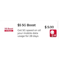 Singtel Prepaid $5 Activate 5G Boost Network / 28 Days ( Not Main Balance )