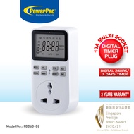 PowerPac Digital Timer Plug Socket, Digital 24hrs / 7 days Timer for 13A Multi Socket (FDD60-D2)