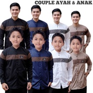 Koko Shirt Couple Father And Son Batik Motif Sogan Qynang Koko Shirt For Adult Men Long Sleeve