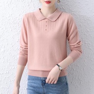 2023 New Doll Neck Sweater Autumn/Winter Knitted Long Sleeve Polo Bottom for Womens Casual Top