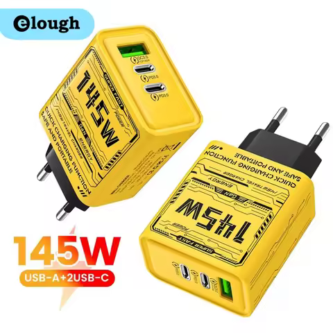 Elough 145W 3 Ports Fast Charge Type C GaN Phone Charger USB C QC 3.0 Super Charge Adapter For Huawe