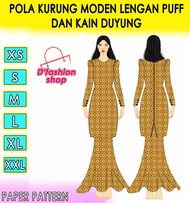 POLA BAJU KURUNG MODEN LENGAN PUFF DAN KAIN DUYUNG [HARGA PROMOTION]