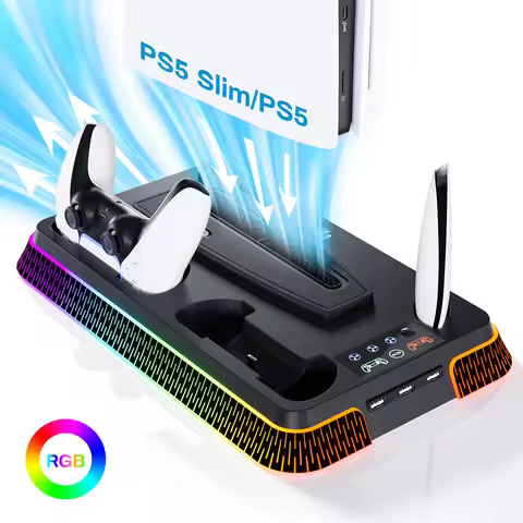 STORM WYRM Multi-Functional Charging Stand for PS5 Pro/PS5 Slim/PS5 with Dual Charging Dock ,Cooling