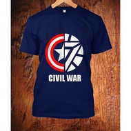 Civil War T-Shirt - Captain America Iron Man Civil War Captain America Movie T-Shirt biru