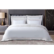 Mocof 5-In-1 Luxury Tencel White Rose Gold Line Bedsheet - Queen / King / Super King 1600TC