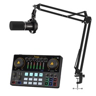 ~Maono AME2A Audio Interface Podcast Equipment Studio Sound Card With XLR Condenser Microphone F ☮t