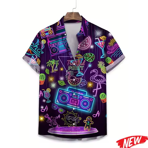 Retro 80s 90s Graphic Hawaiian Shirts For Men Clothing 3d Printing Button Shirt Unisex Fashion Stree