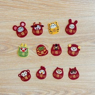 【日本達摩 12生肖】蛇年 福氣達摩 刺繡貼紙 行李箱裝飾