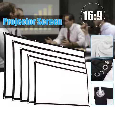 Home Office Projector Curtain 16:9 Simple KTV 60 72 84 100 120 150 inch Display Screen Household Bed