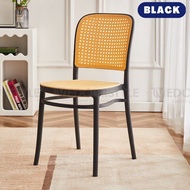 Vedourstyle Nordic Rattan Chair PP Chair Plastic Chair Backrest Chair Restaurant Dining Chair Minima