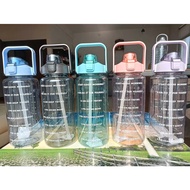 2000ml Water Bottle with Straw Handle Push to Open Portable Botol Air 2.0 L 1.1L 大容量便携式水瓶 水壶