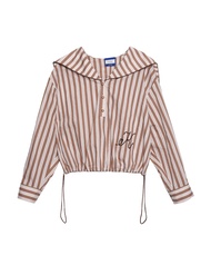 Kloset Design  Sailor Stripe Drawstring Top (LS2-25-T011) เสื้อเบลาส์ลายทางสไตล์วินเทจ