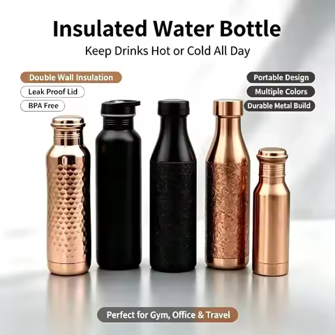 Southeast Asian Water Bottle Handmade Pure Copper Purple Copper Water Bottle, Outdoor Sports Yoga Bo