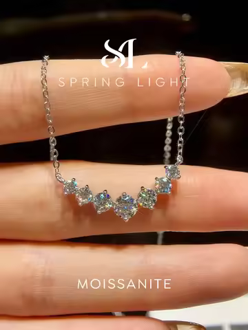 1.7ct Moissanite Necklace for Woman 925 Sterling Sliver Diamond Pendant Plated Platinum Engagement W