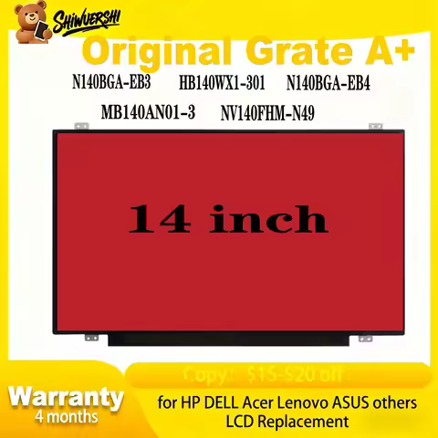 Original NEW A+ 14" Laptop Lcd Screen Monitor Panel Slim N140BGA EB3 HB140WX1 301 N140BGA EB4 MB140A