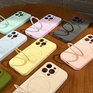 Plain Color Liquid Silicone Invisible Bracket iphone Phone Case i17 i16 i15 i14 i13 i12 i11 Dot ipho