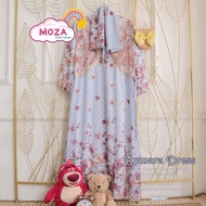 1101 Aymara muslim motif dress for girls, free hijab by Moza ONESTUFF/