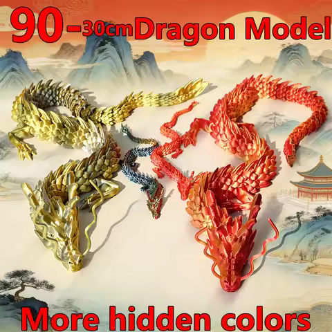 90-30cm 3D Printed Conjoined Dragon Ornaments, Movable Cartoon, Creative Dragon Plants, Rockery Fish