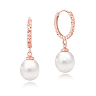 SK Jewellery Aria Shimmer 14K Rose Gold Pearl Huggie Earrings
