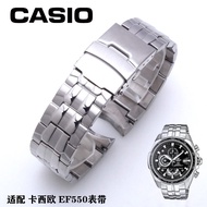 เหมาะสำหรับ Casio EF-550 สายนาฬิกาผู้ชายสายสแตนเลสกันน้ำสายนาฬิกาสแตนเลส chronograph อุปกรณ์เสริมเดิม