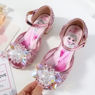 Children Peep Toe Sandals Kids Frozen Princess Elsa Wedding Party Shoes Glitter High Heels Dress Sandals Shoes for Girls Summer New