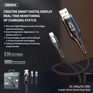 remax蘋果數據線數顯定時快充閃充華為type-c充電器適用mate榮耀iPhone6充電線X正品6s手機8p衝7plus編織線 智能數顯 定時充電設置 2.1A快充