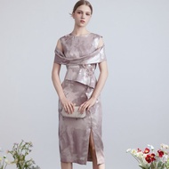 【MEDUSA】粉紫高雅掛肩宴會小禮服(M-2L) | 媽媽禮服 婚宴禮服