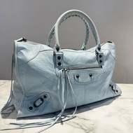 巴黎世家 work 機車包 寶寶藍