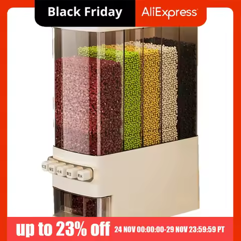 5 Compartments Separated Grains Dispenser Moisture-Proof Built-in Measuring Cup Grain Storage Box Pr