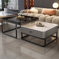Coffee Table Luxury Combination Glass TV Cabinet Living Room Board Small Apartment Rock Light Tea Ta