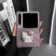 2025 New Product KT Rhinestone Case Samsung Z Flip3 4 5 flip 6 7 FE Fashion Trend Phone Case OPPO Fi