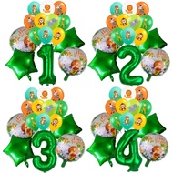 15pcs Jungle Safari Birthday Party Animal Number Balloon Set 1 2 3 Year Kids 1st Birthday Party Deco