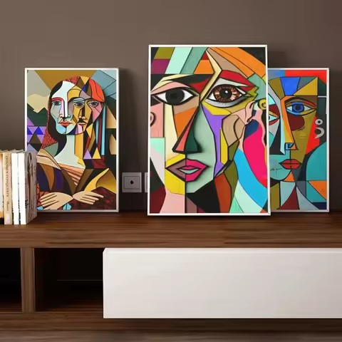 Scandinavian Abstract Wall Art Cubist Picasso Figures Canvas Painting Poster Prints Home Bedroom Liv