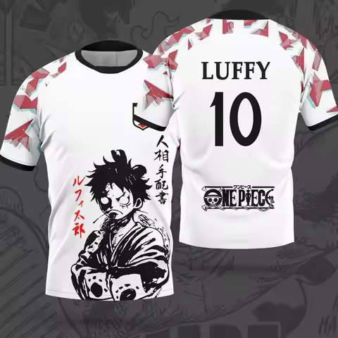 Summer 2026 One Piece Luffy Theme Football Jersey Wind 3D Print Breathable Quick Drying T-shirt Men 