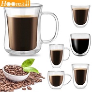 【High-end cups】1ชิ้นผนังสองแก้วกาแฟ/ชาถ้วยและแก้วเบียร์ถ้วยกาแฟที่ทำด้วยมือเครื่องดื่มเพื่อสุขภาพแก้วชาแก้วใส Drinkware