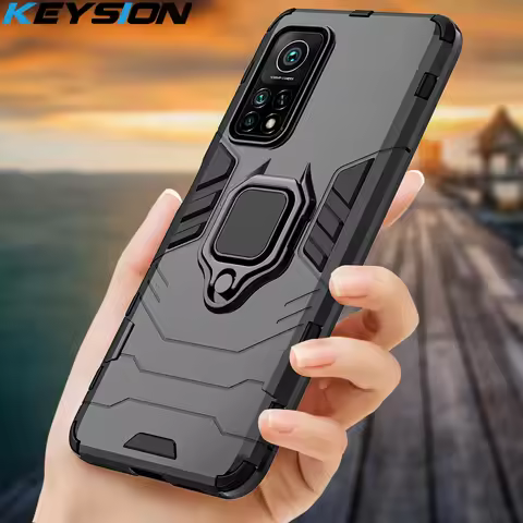 KEYSION Shockproof Case for Xiaomi Mi 10T Pro Mi 10T Lite Mi 10 Ultra Ring Stand Bumper Silicone Pho