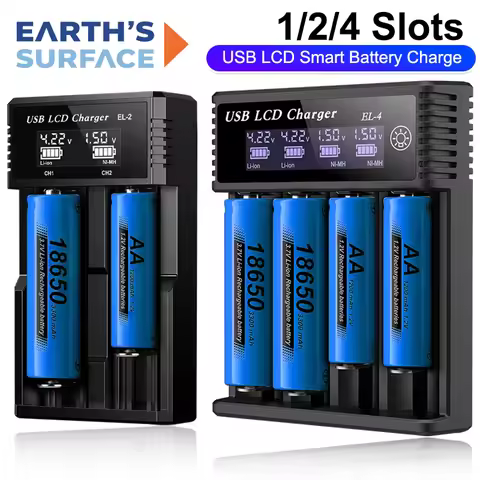 USB LCD Battery Smart Charger 1 / 2 /4 Slots Charger For 18650 3.7V Rechargeable Lithium Battery For