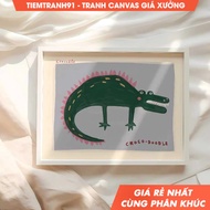 Tranh treo tường Crocodile Print Nursery Print Bedroom Art Animal Illustration Wall Aall Art tặng kè