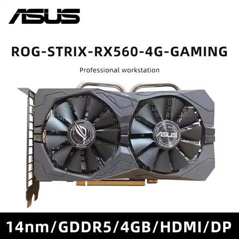ASUS ROG-STRIX-RX560-4G-GAMING 4GB GDDR5 128-bit Gaming GPU, 1275MHz Boost, Dual Fans, Aura RGB, PCI