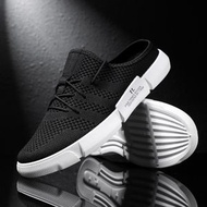 休閒鞋男款飛織網布駕車夏季透氣包頭溯溪半拖鞋男鞋