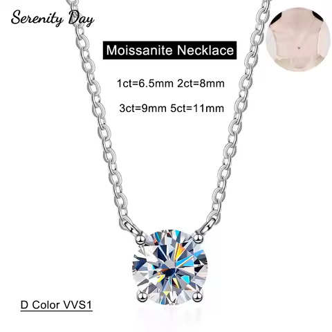 Serenity 1ct 2ct Moissanite Necklace for Women Gift S925 Sterling Silver Sparkling Lab Diamond Penda