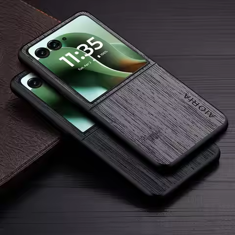 Case for motorola razr 70 ultra 70+ Plus bamboo wood pattern Leather phone cover coque for motorola