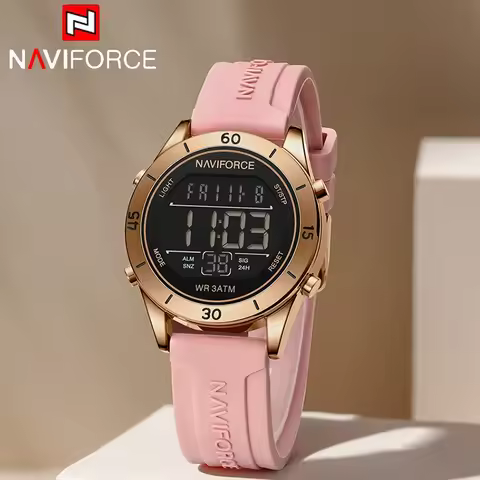 NAVIFORCE Fashion Women Electronic Watch Digital Display Multifunction Waterproof Watch Casual Sport