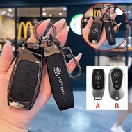 Metal and Leather Car key Case For Mercedes Benz Maybach S580 A-B-C-M-CLA-CLS-E-G-GLB-GLE-R-SL Class